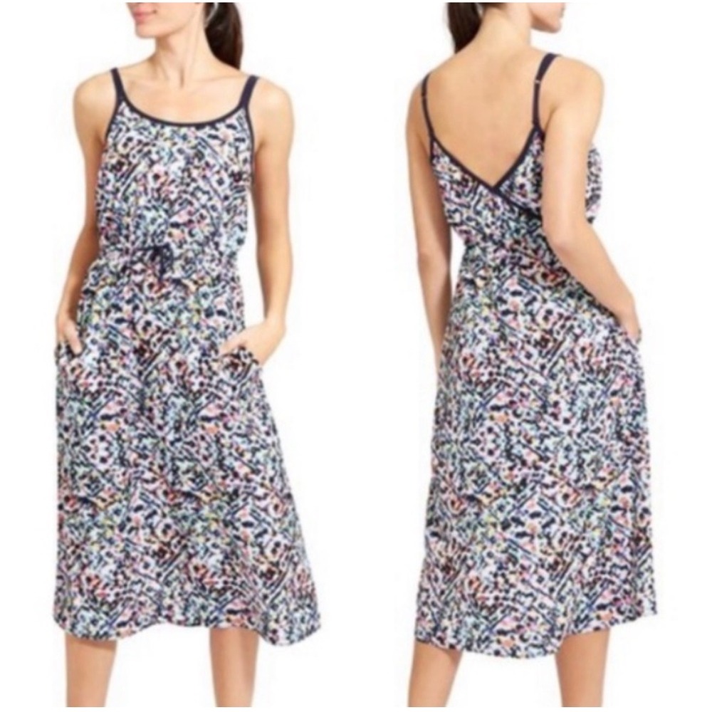 Athleta easy breezy sunbeam midi Dress Women L Multicolor Abstract casual Travel